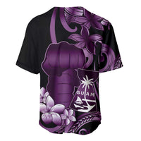 Purple Hafa Adai Guam Baseball Jersey Chamorro Latte Stone Hand With Plumeria