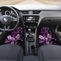 Purple Hafa Adai Guam Car Mats Chamorro Latte Stone Hand With Plumeria