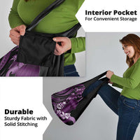 Purple Hafa Adai Guam Grocery Bag Chamorro Latte Stone Hand With Plumeria