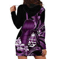 Purple Hafa Adai Guam Hoodie Dress Chamorro Latte Stone Hand With Plumeria