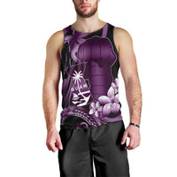 Purple Hafa Adai Guam Men Tank Top Chamorro Latte Stone Hand With Plumeria