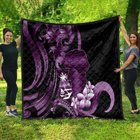 Purple Hafa Adai Guam Quilt Chamorro Latte Stone Hand With Plumeria