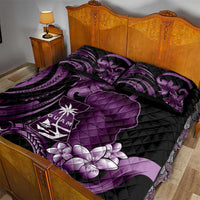 Purple Hafa Adai Guam Quilt Bed Set Chamorro Latte Stone Hand With Plumeria