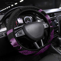 Purple Hafa Adai Guam Steering Wheel Cover Chamorro Latte Stone Hand With Plumeria