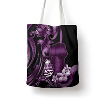 Purple Hafa Adai Guam Tote Bag Chamorro Latte Stone Hand With Plumeria - Polynesian Pride