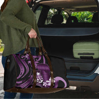 Purple Hafa Adai Guam Travel Bag Chamorro Latte Stone Hand With Plumeria - Polynesian Pride