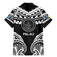 Palau Constitution Day Family Matching Mermaid Dress and Hawaiian Shirt Belau Seal With Polynesian Pattern - Black