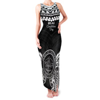Palau Constitution Day Family Matching Tank Maxi Dress and Hawaiian Shirt Belau Seal With Polynesian Pattern - Black