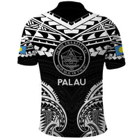 Palau Constitution Day Polo Shirt Belau Seal With Polynesian Pattern - Black
