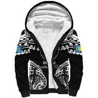 Palau Constitution Day Sherpa Hoodie Belau Seal With Polynesian Pattern - Black LT14 Unisex Black - Polynesian Pride