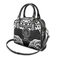 Palau Constitution Day Shoulder Handbag Belau Seal With Polynesian Pattern - Black