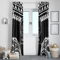Palau Constitution Day Window Curtain Belau Seal With Polynesian Pattern - Black