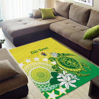 Cook Islands Independence Day Area Rug Kuki Airani Tiare Maori Polynesian Pattern - Green