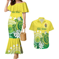 Cook Islands Independence Day Couples Matching Mermaid Dress and Hawaiian Shirt Kuki Airani Tiare Maori Polynesian Pattern - Green LT14 Green - Polynesian Pride