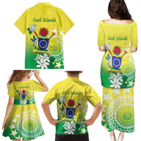 Cook Islands Independence Day Family Matching Puletasi and Hawaiian Shirt Kuki Airani Tiare Maori Polynesian Pattern - Green LT14 - Polynesian Pride