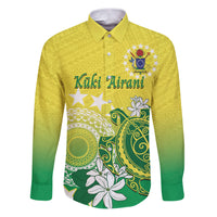 Cook Islands Independence Day Family Matching Puletasi and Hawaiian Shirt Kuki Airani Tiare Maori Polynesian Pattern - Green LT14 Dad's Shirt - Long Sleeve Green - Polynesian Pride