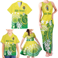 Cook Islands Independence Day Family Matching Tank Maxi Dress and Hawaiian Shirt Kuki Airani Tiare Maori Polynesian Pattern - Green