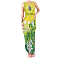 Cook Islands Independence Day Family Matching Tank Maxi Dress and Hawaiian Shirt Kuki Airani Tiare Maori Polynesian Pattern - Green