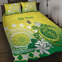 Cook Islands Independence Day Quilt Bed Set Kuki Airani Tiare Maori Polynesian Pattern - Green