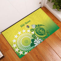 Cook Islands Independence Day Rubber Doormat Kuki Airani Tiare Maori Polynesian Pattern - Green