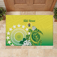 Cook Islands Independence Day Rubber Doormat Kuki Airani Tiare Maori Polynesian Pattern - Green