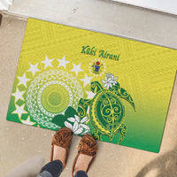Cook Islands Independence Day Rubber Doormat Kuki Airani Tiare Maori Polynesian Pattern - Green