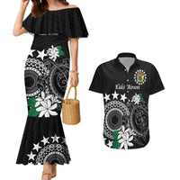 Cook Islands Independence Day Couples Matching Mermaid Dress and Hawaiian Shirt Kuki Airani Tiare Maori Polynesian Pattern - Black LT14 Black - Polynesian Pride