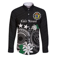Cook Islands Independence Day Family Matching Long Sleeve Bodycon Dress and Hawaiian Shirt Kuki Airani Tiare Maori Polynesian Pattern - Black LT14 Dad's Shirt - Long Sleeve Black - Polynesian Pride
