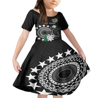 Cook Islands Independence Day Family Matching Mermaid Dress and Hawaiian Shirt Kuki Airani Tiare Maori Polynesian Pattern - Black LT14 Daughter's Dress Black - Polynesian Pride
