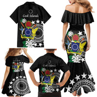 Cook Islands Independence Day Family Matching Mermaid Dress and Hawaiian Shirt Kuki Airani Tiare Maori Polynesian Pattern - Black LT14 - Polynesian Pride
