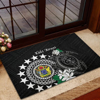 Cook Islands Independence Day Rubber Doormat Kuki Airani Tiare Maori Polynesian Pattern - Black