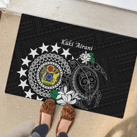 Cook Islands Independence Day Rubber Doormat Kuki Airani Tiare Maori Polynesian Pattern - Black