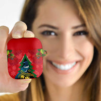 New Zealand Christmas In July AirPods Case Kowhai Tui Bird With Pohutukawa - Red LT14 - Polynesian Pride