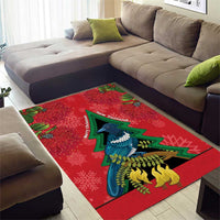 New Zealand Christmas In July Area Rug Kowhai Tui Bird With Pohutukawa - Red