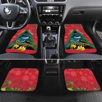 New Zealand Christmas In July Car Mats Kowhai Tui Bird With Pohutukawa - Red