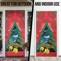 New Zealand Christmas In July Door Cover Kowhai Tui Bird With Pohutukawa - Red - Polynesian Pride