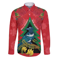 New Zealand Christmas In July Family Matching Short Sleeve Bodycon Dress and Hawaiian Shirt Kowhai Tui Bird With Pohutukawa - Red