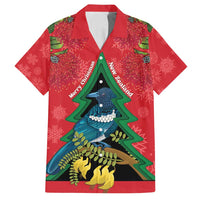 New Zealand Christmas In July Family Matching Summer Maxi Dress and Hawaiian Shirt Kowhai Tui Bird With Pohutukawa - Red