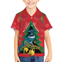 New Zealand Christmas In July Family Matching Summer Maxi Dress and Hawaiian Shirt Kowhai Tui Bird With Pohutukawa - Red