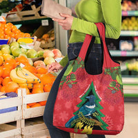 New Zealand Christmas In July Grocery Bag Kowhai Tui Bird With Pohutukawa - Red