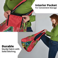 New Zealand Christmas In July Grocery Bag Kowhai Tui Bird With Pohutukawa - Red