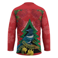 New Zealand Christmas In July Hockey Jersey Kowhai Tui Bird With Pohutukawa - Red LT14 - Polynesian Pride