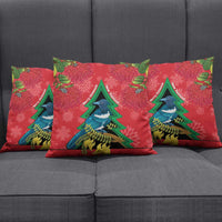 New Zealand Christmas In July Pillow Cover Kowhai Tui Bird With Pohutukawa - Red - Polynesian Pride