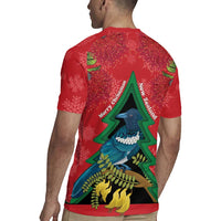 New Zealand Christmas In July Rugby Jersey Kowhai Tui Bird With Pohutukawa - Red