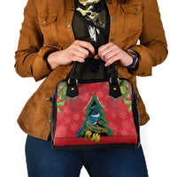 New Zealand Christmas In July Shoulder Handbag Kowhai Tui Bird With Pohutukawa - Red