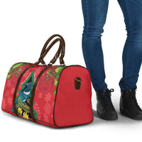 New Zealand Christmas In July Travel Bag Kowhai Tui Bird With Pohutukawa - Red - Polynesian Pride