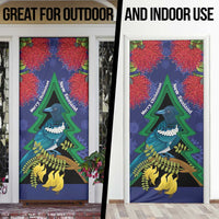 New Zealand Christmas In July Door Cover Kowhai Tui Bird With Pohutukawa - Blue - Polynesian Pride