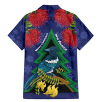 New Zealand Christmas In July Family Matching Mermaid Dress and Hawaiian Shirt Kowhai Tui Bird With Pohutukawa - Blue