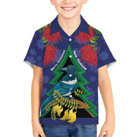 New Zealand Christmas In July Family Matching Summer Maxi Dress and Hawaiian Shirt Kowhai Tui Bird With Pohutukawa - Blue