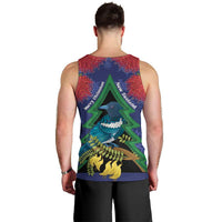 New Zealand Christmas In July Men Tank Top Kowhai Tui Bird With Pohutukawa - Blue
